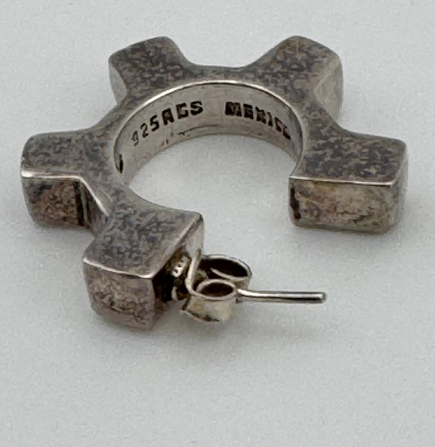 Mexican silver cog earrings, London 1990