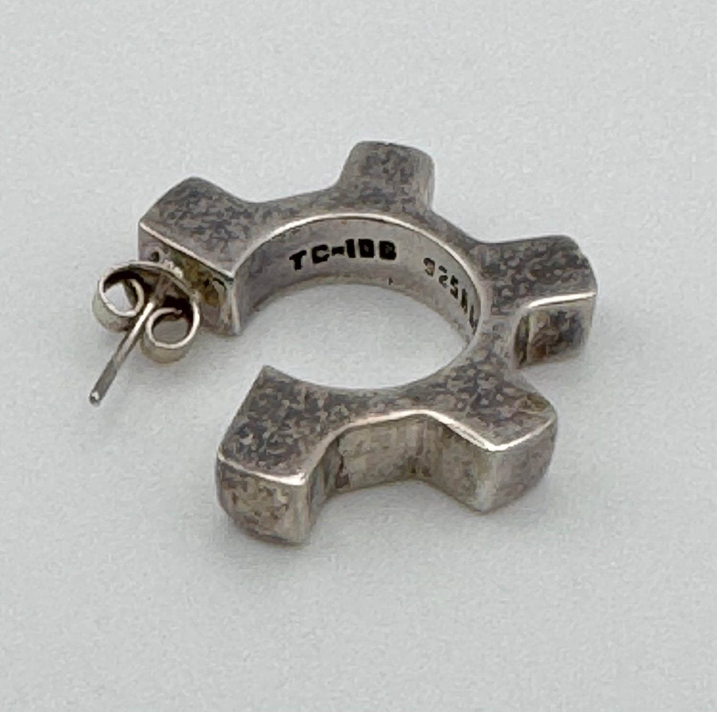 Mexican silver cog earrings, London 1990