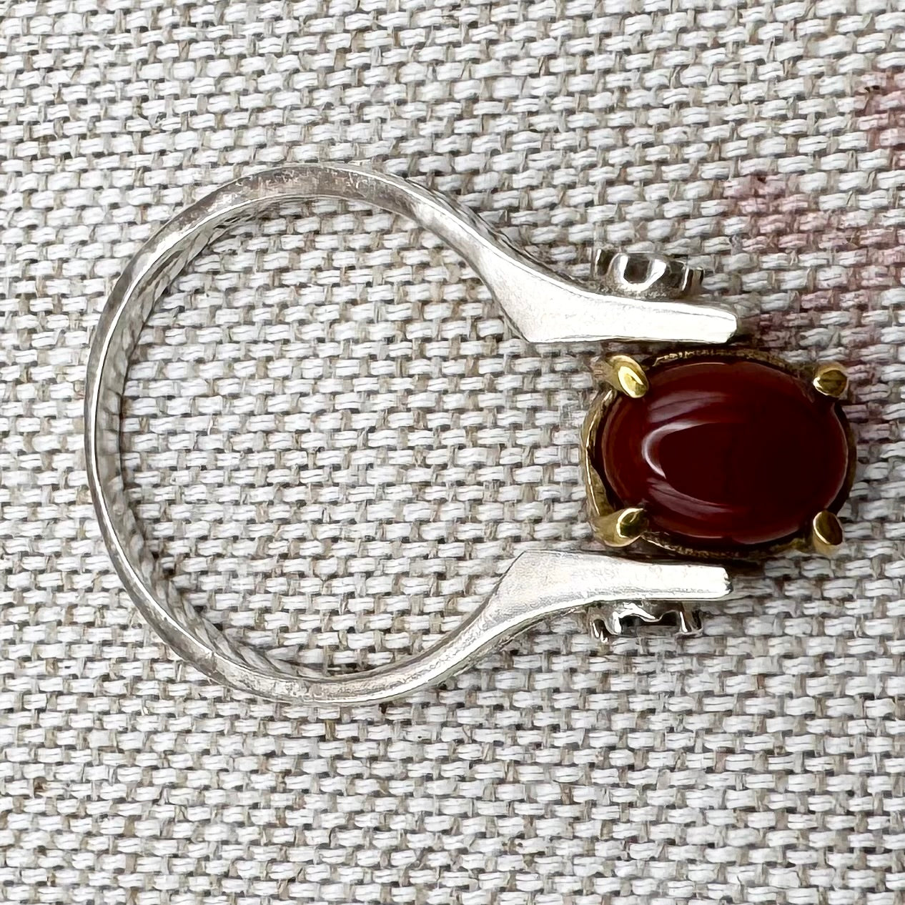 Spinner ring with carnelian and tiger eye, size S/9