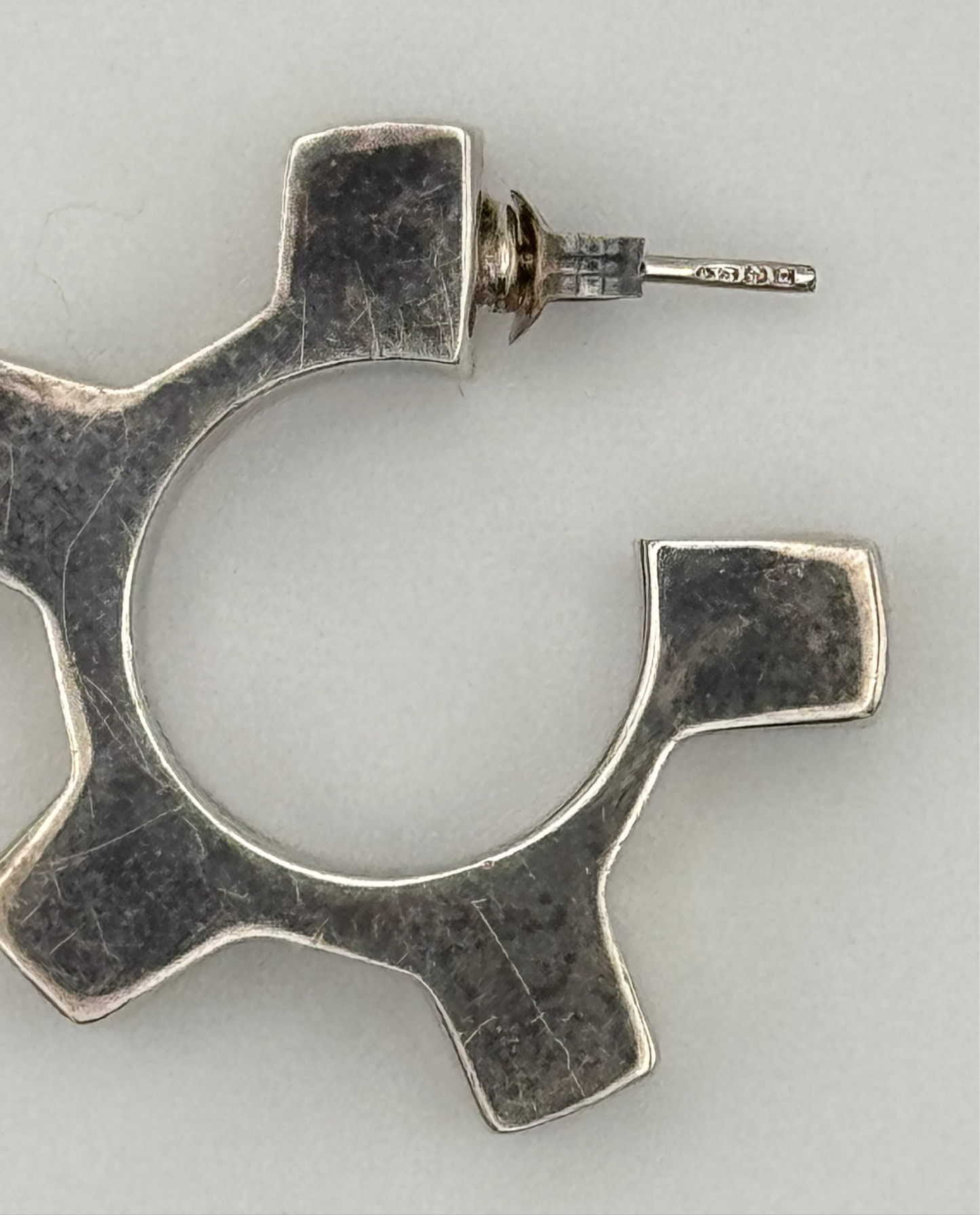 Mexican silver cog earrings, London 1990