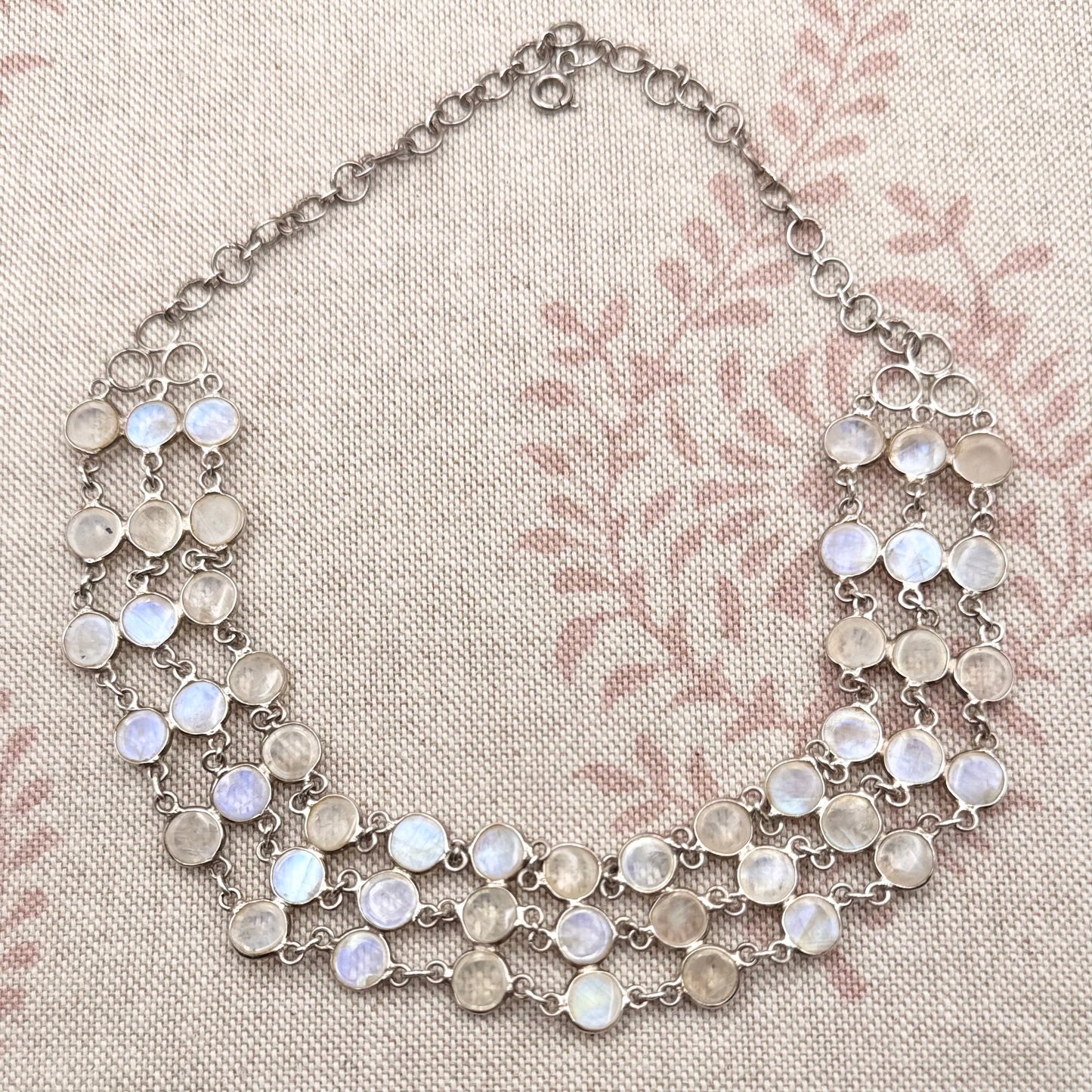 Elegant triple row moonstone choker – adjustable, London 2006