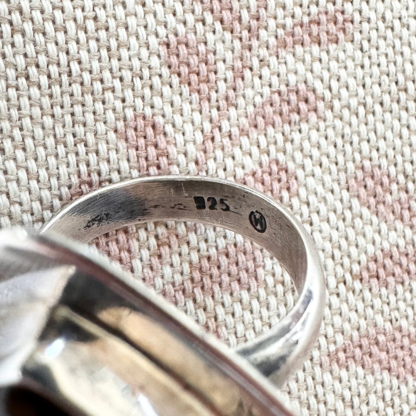Triangular labradorite statement ring, size L.5/6 (adjustable)