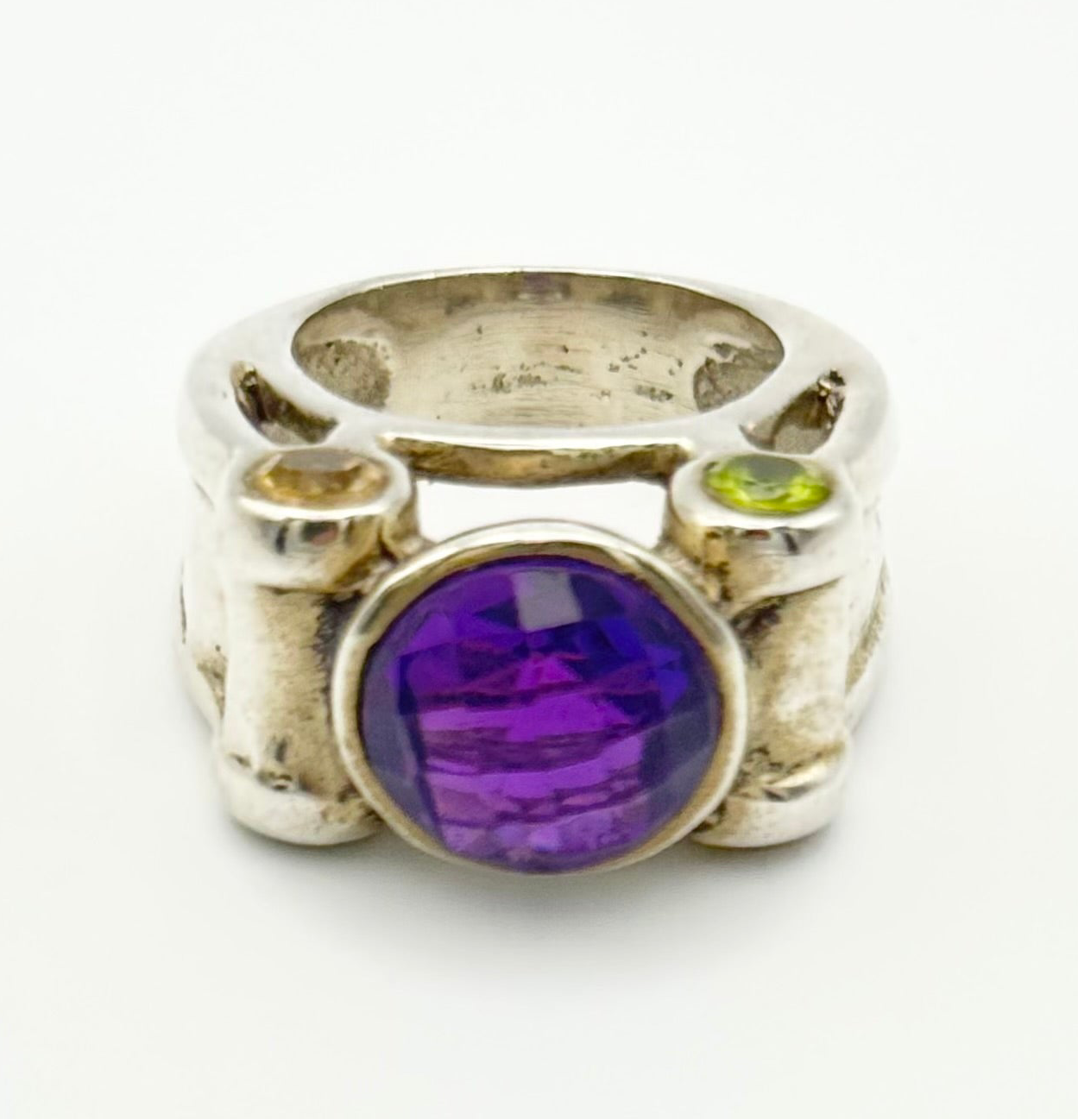 Chunky multi-stone ring, size O/7