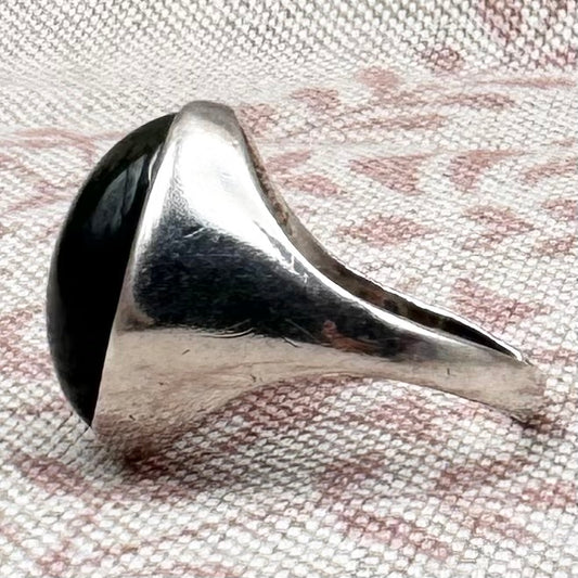 Moss agate ring, Sheffield 1976, size O (US 7)