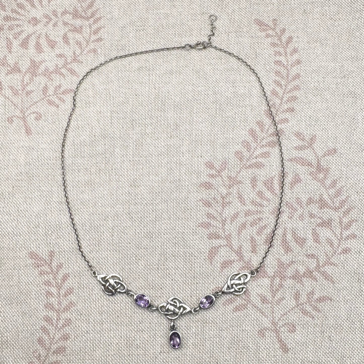 Silver Kit Heath Celtic knot necklace with amethyst