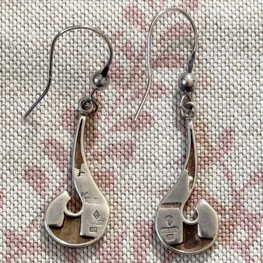 Amber inlay earrings – retro drop design