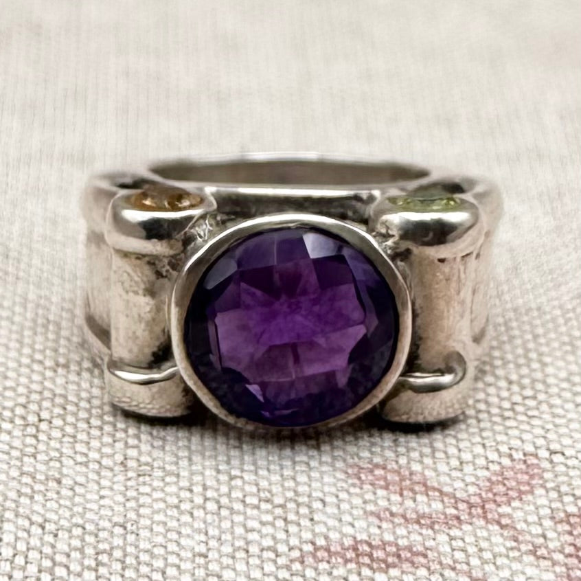 Chunky multi-stone ring, size O/7