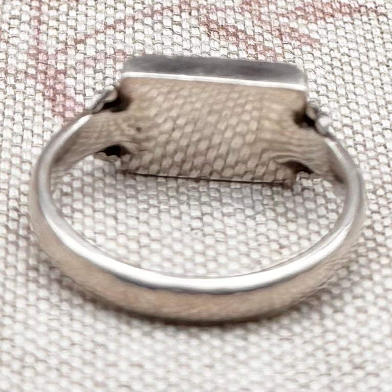 Silver & turquoise rectangular ring, size O/7