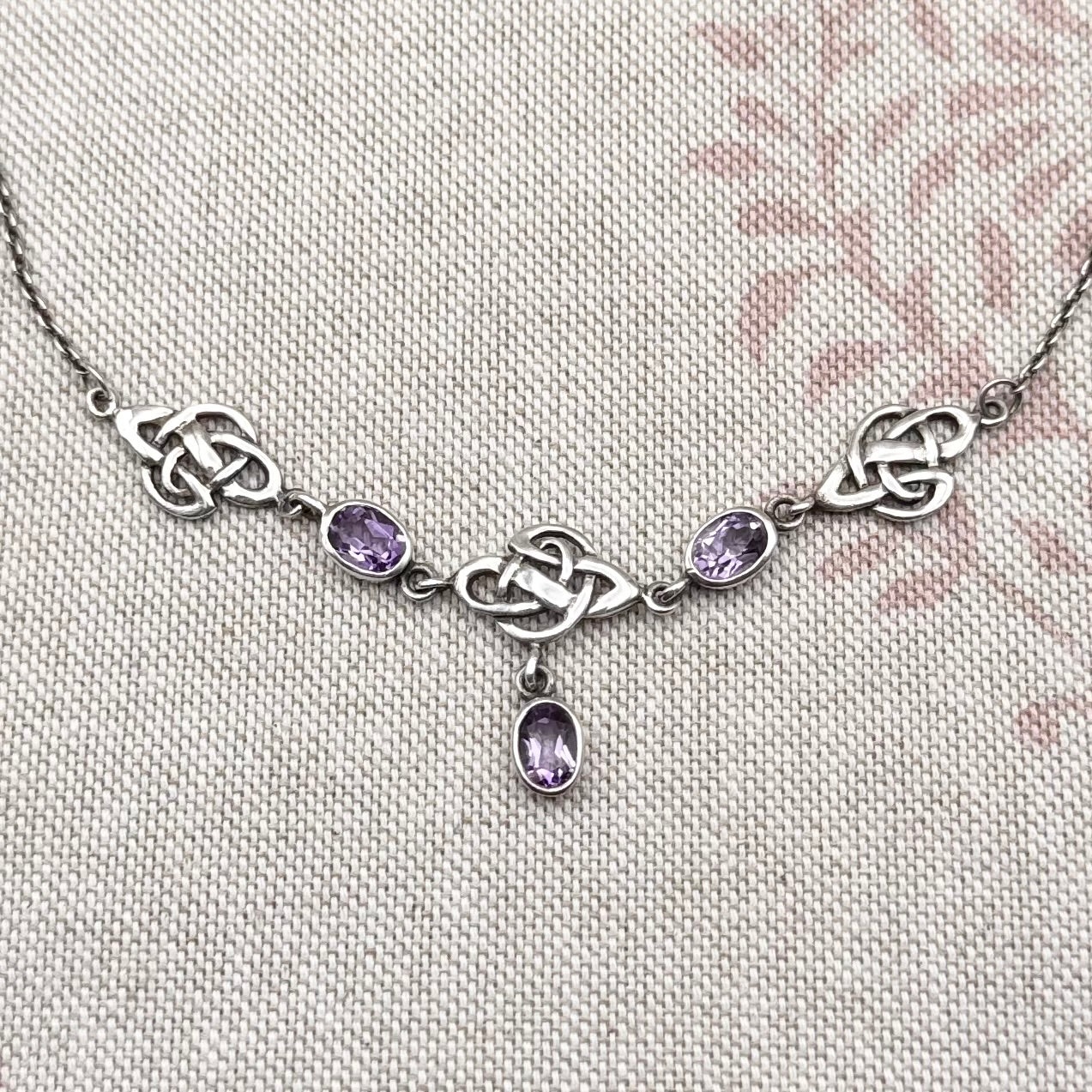Silver Kit Heath Celtic knot necklace with amethyst