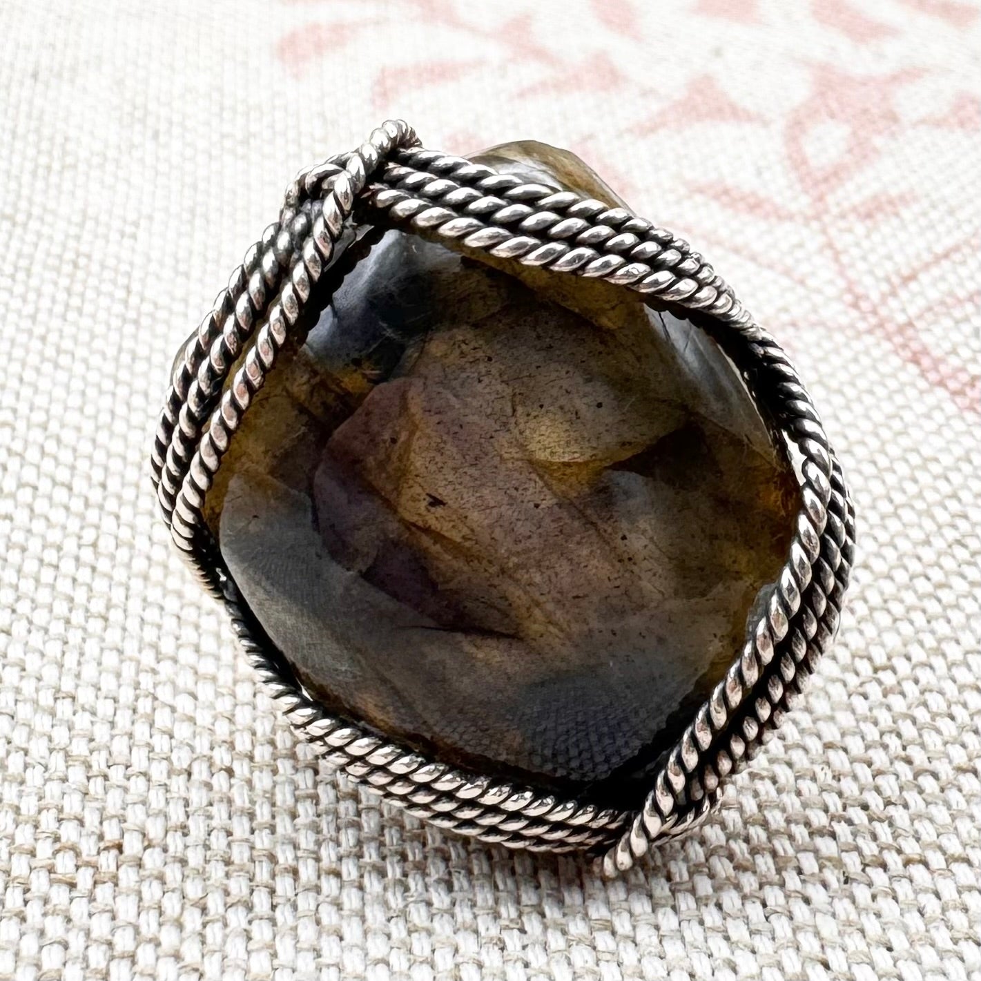 Iridescent labradorite ring, size O/7