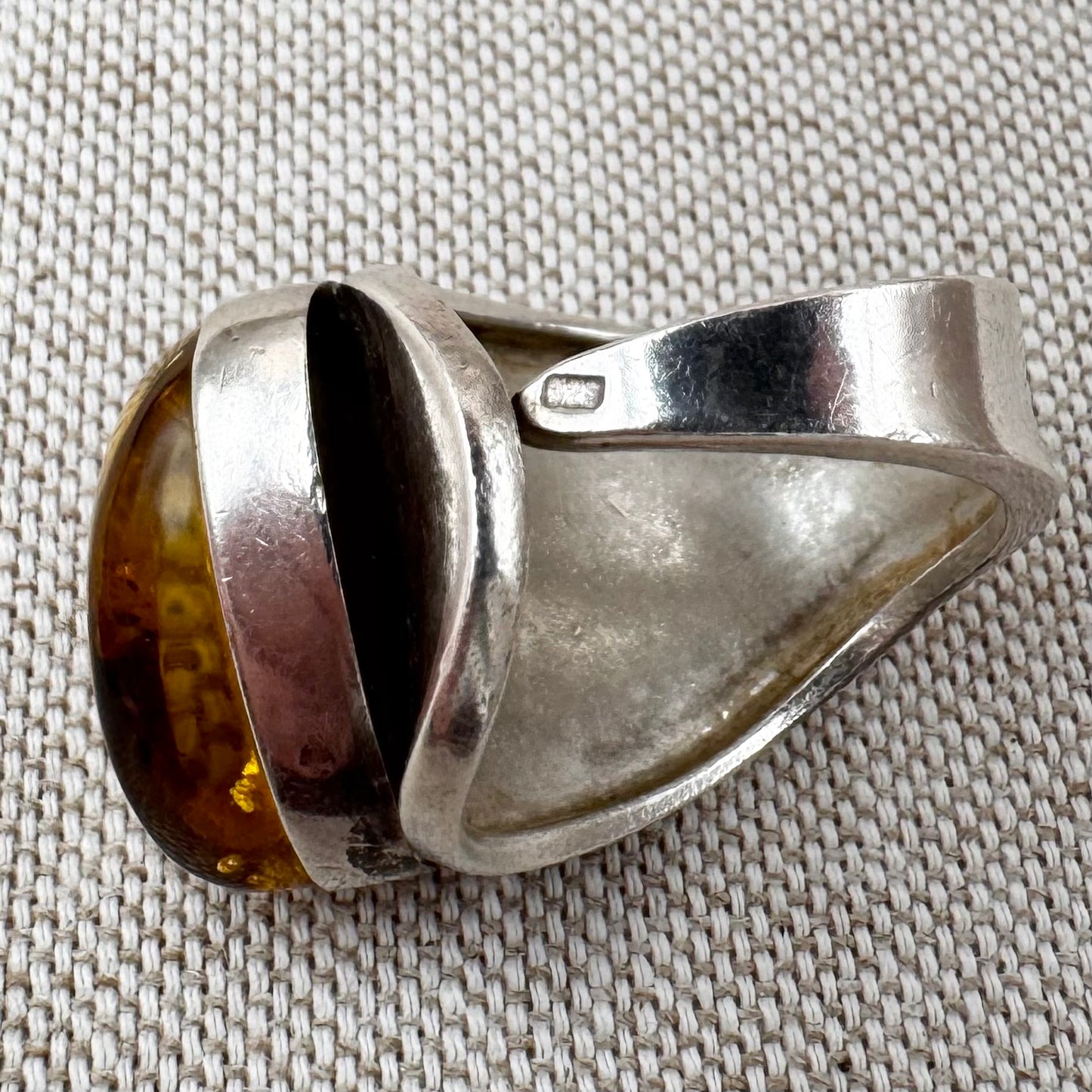 Chunky and adjustable amber ring, size L/5.5