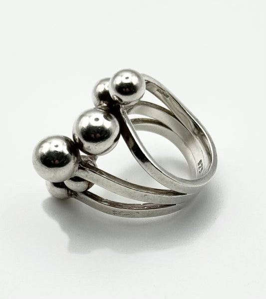 Bold sculptural statement ring – London hallmarks, size L (US 5.5)