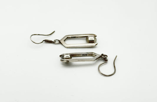 Geometric moonstone drop earrings with spinning elements