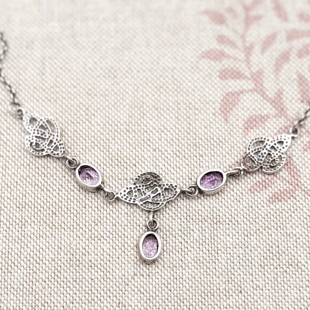 Silver Kit Heath Celtic knot necklace with amethyst