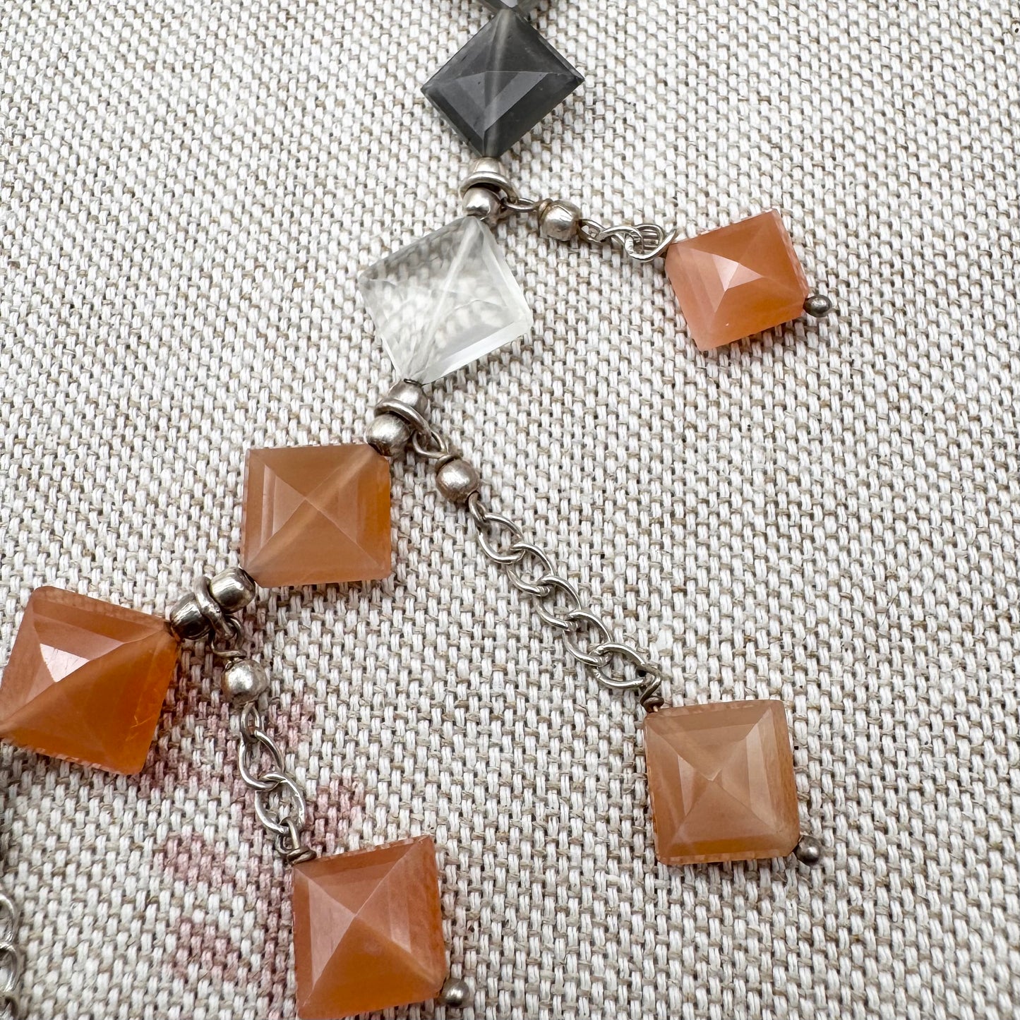 Pyramid-cut quartz fringe necklace