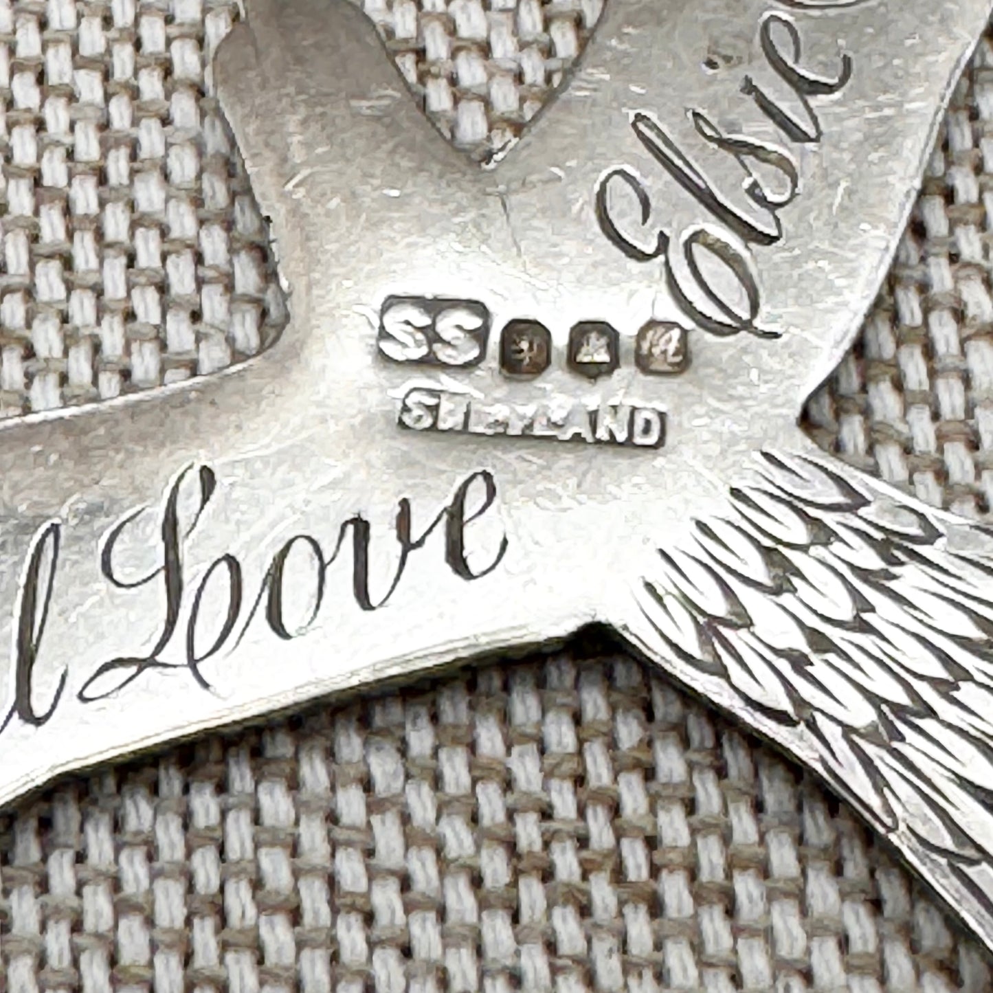 Silver swallow pendant and love token – hand-engraved, hallmarked Edinburgh 1975
