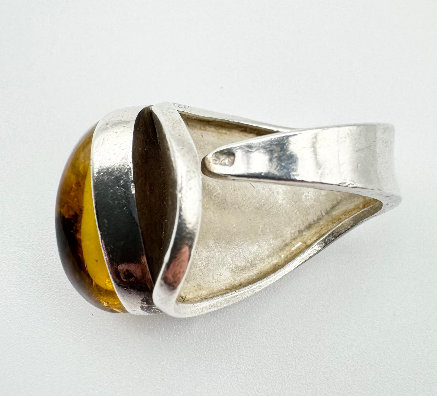 Chunky and adjustable amber ring, size L/5.5