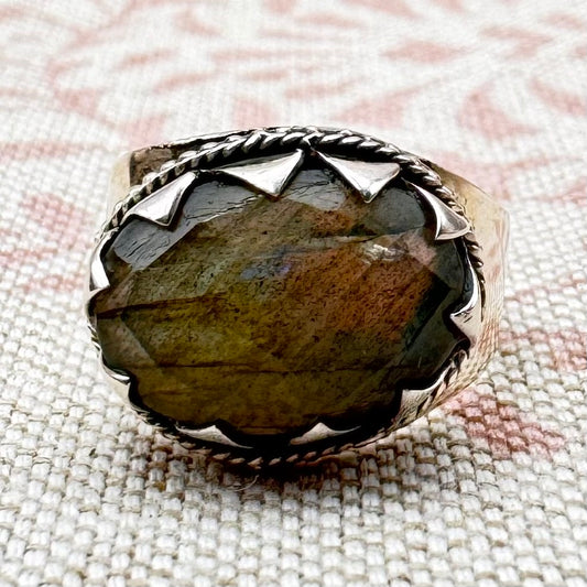 Labradorite ring, size M (US 6)