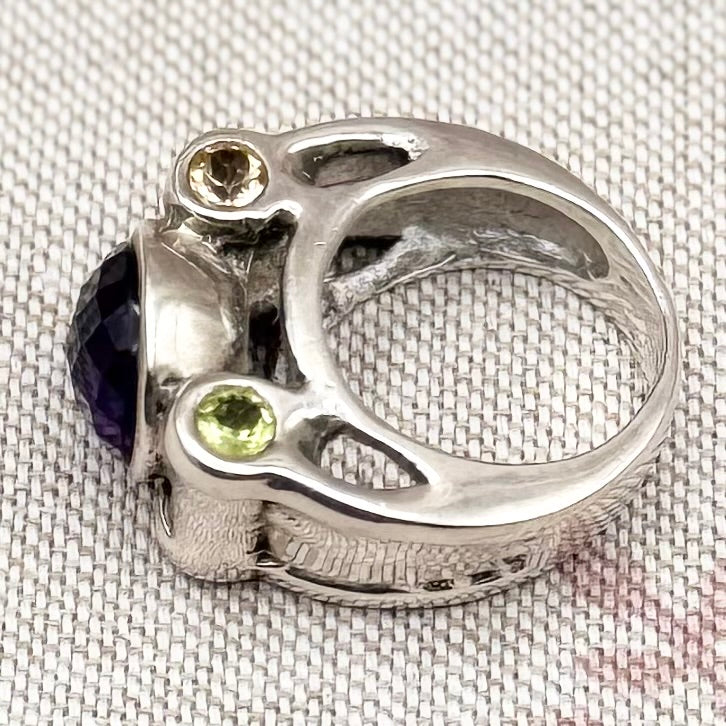 Chunky multi-stone ring, size O/7