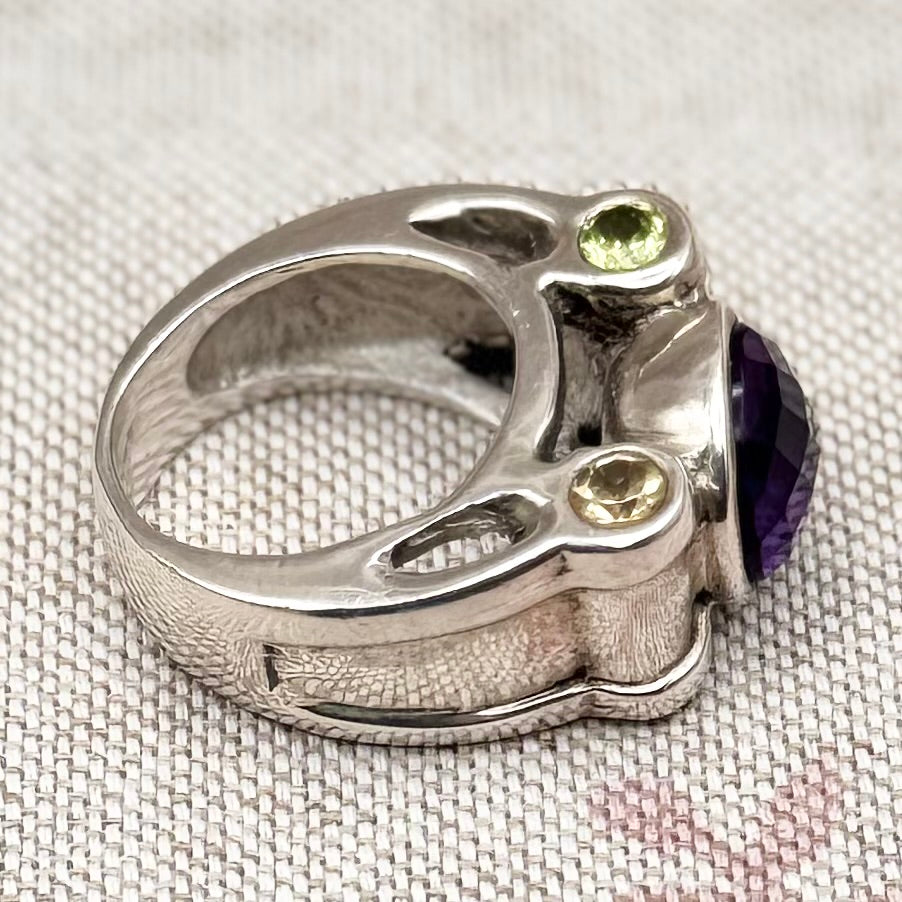 Chunky multi-stone ring, size O/7