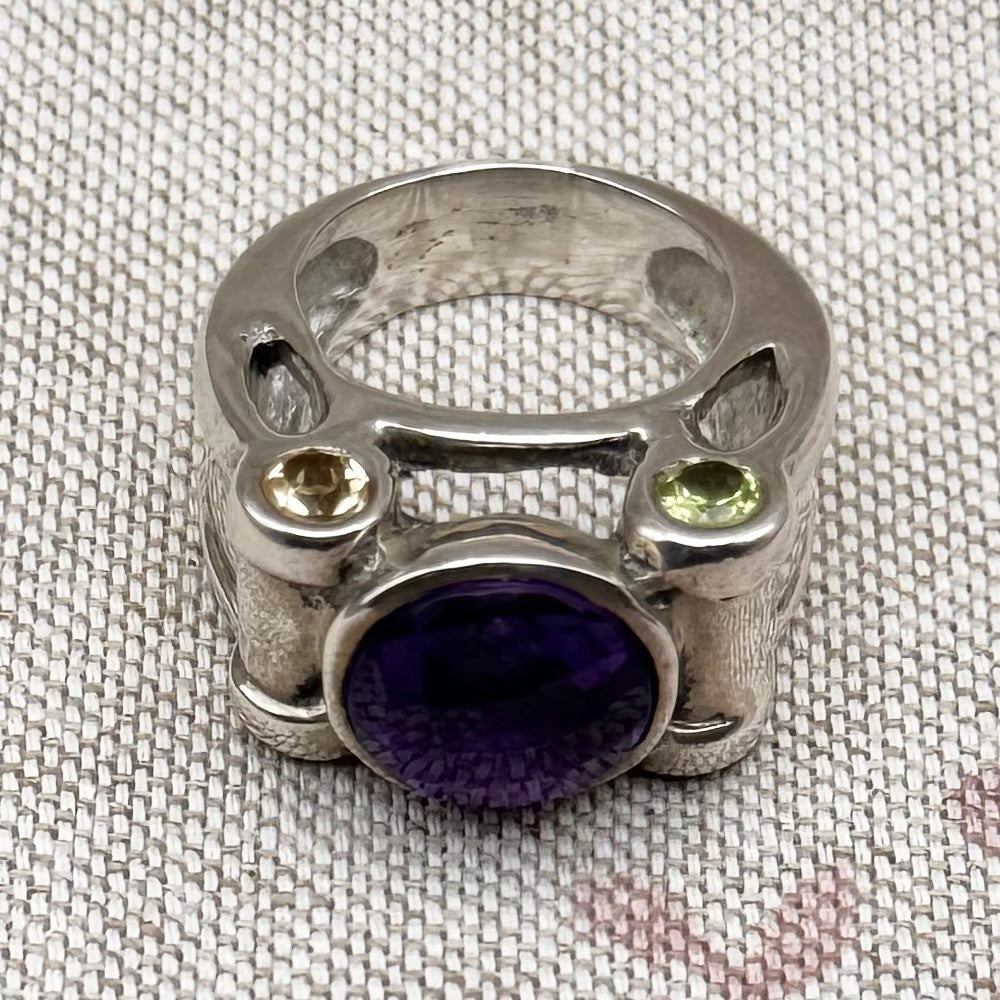 Chunky multi-stone ring, size O/7