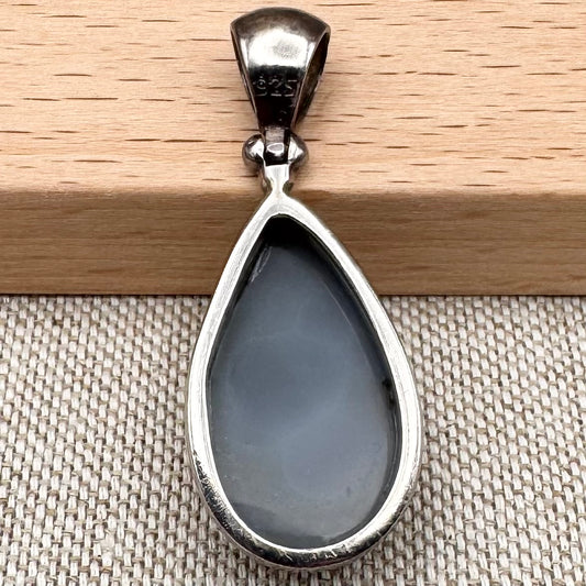 Silver hematite druzy pendant