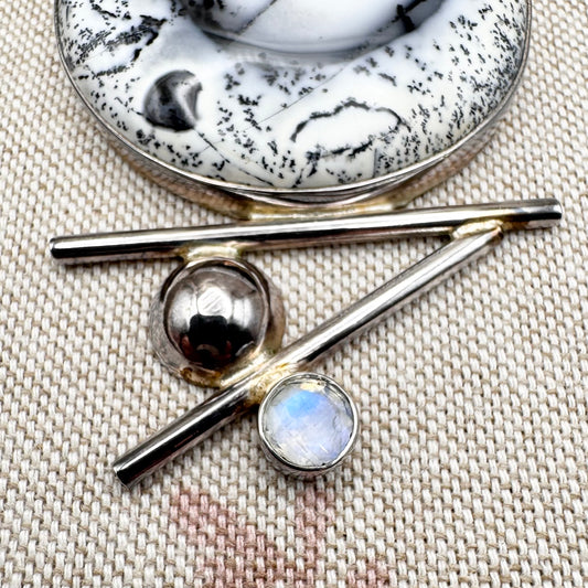 Large silver pendant with dendritic agate