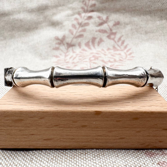Vintage silver bamboo hinged bangle, hallmarked Chester 1946