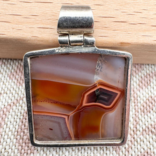 Silver banded agate pendant