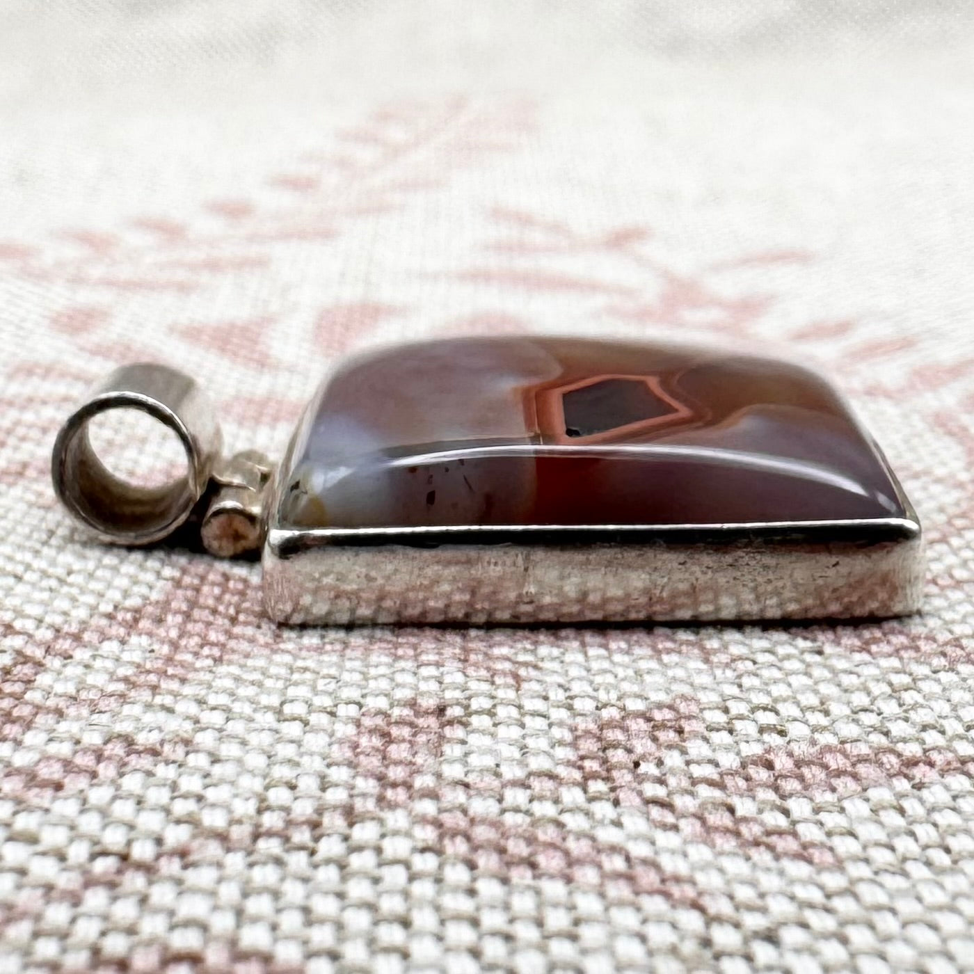 Silver banded agate pendant