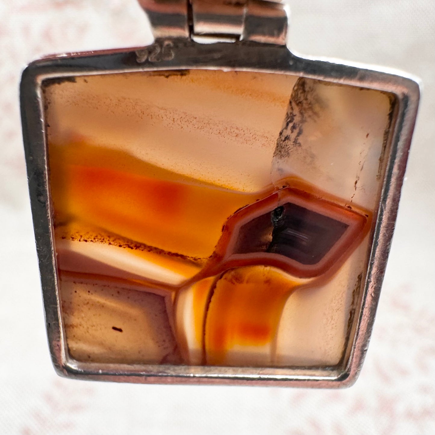 Silver banded agate pendant