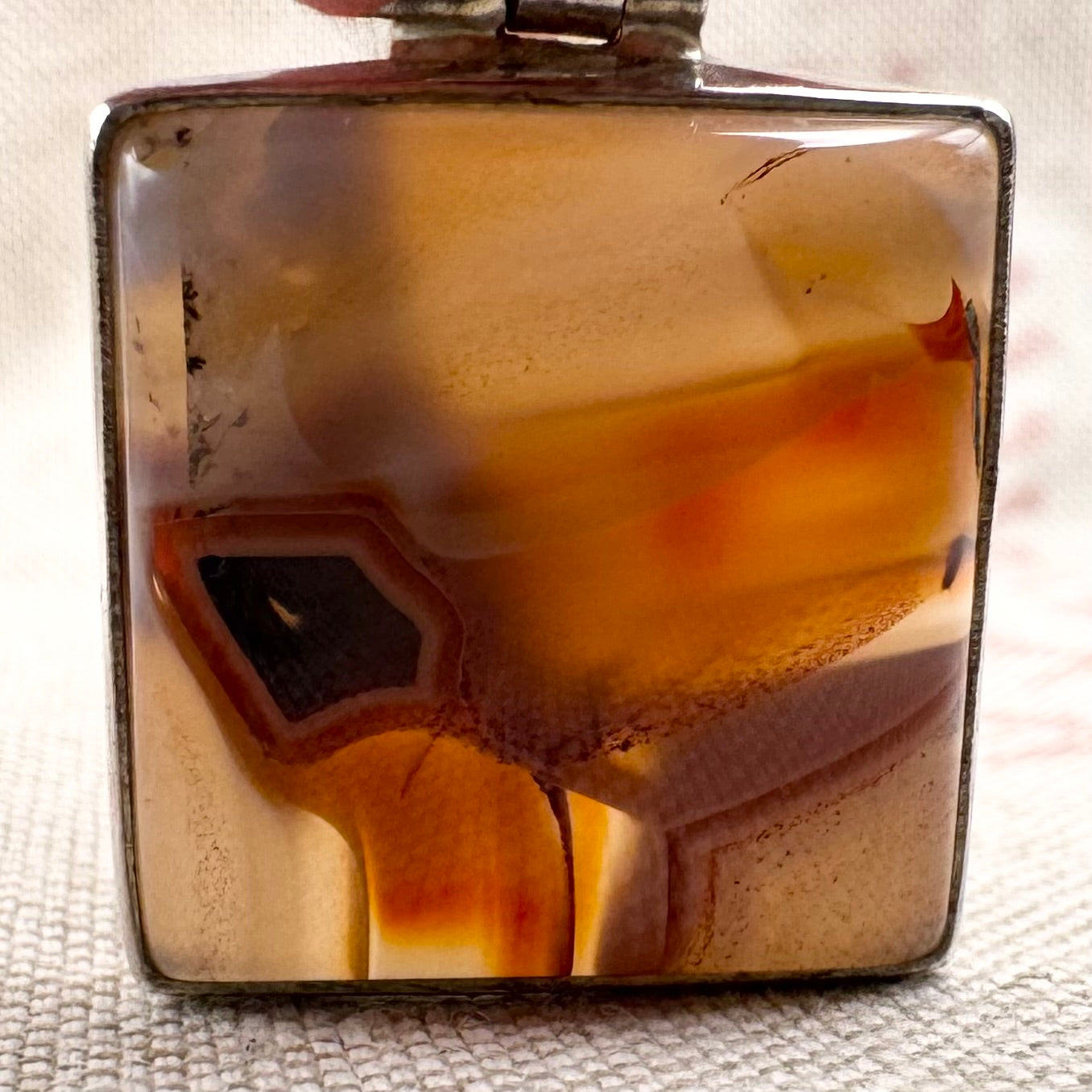 Silver banded agate pendant