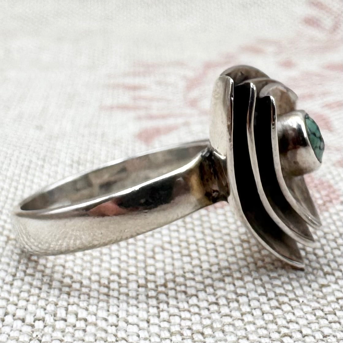 Vintage silver turquoise ring, size N/6.5