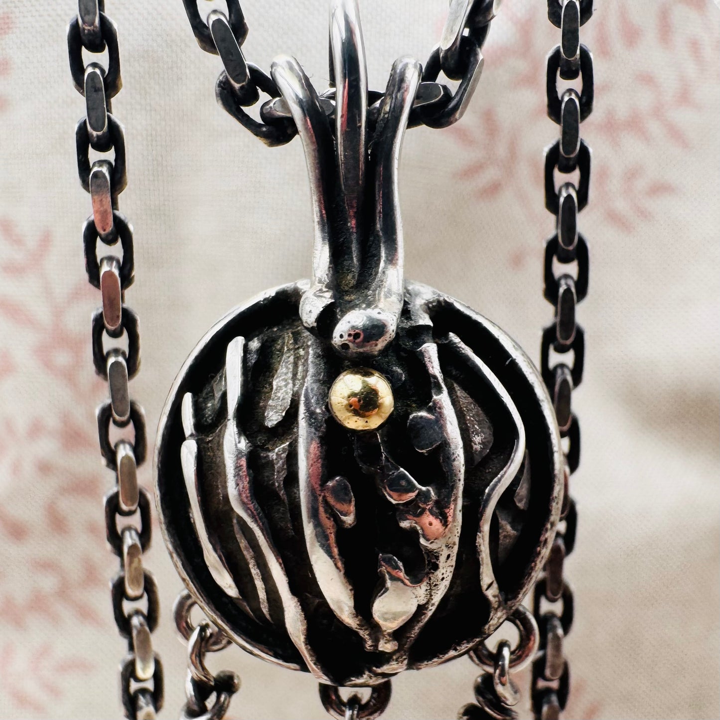 Artisan silver necklace with pearls