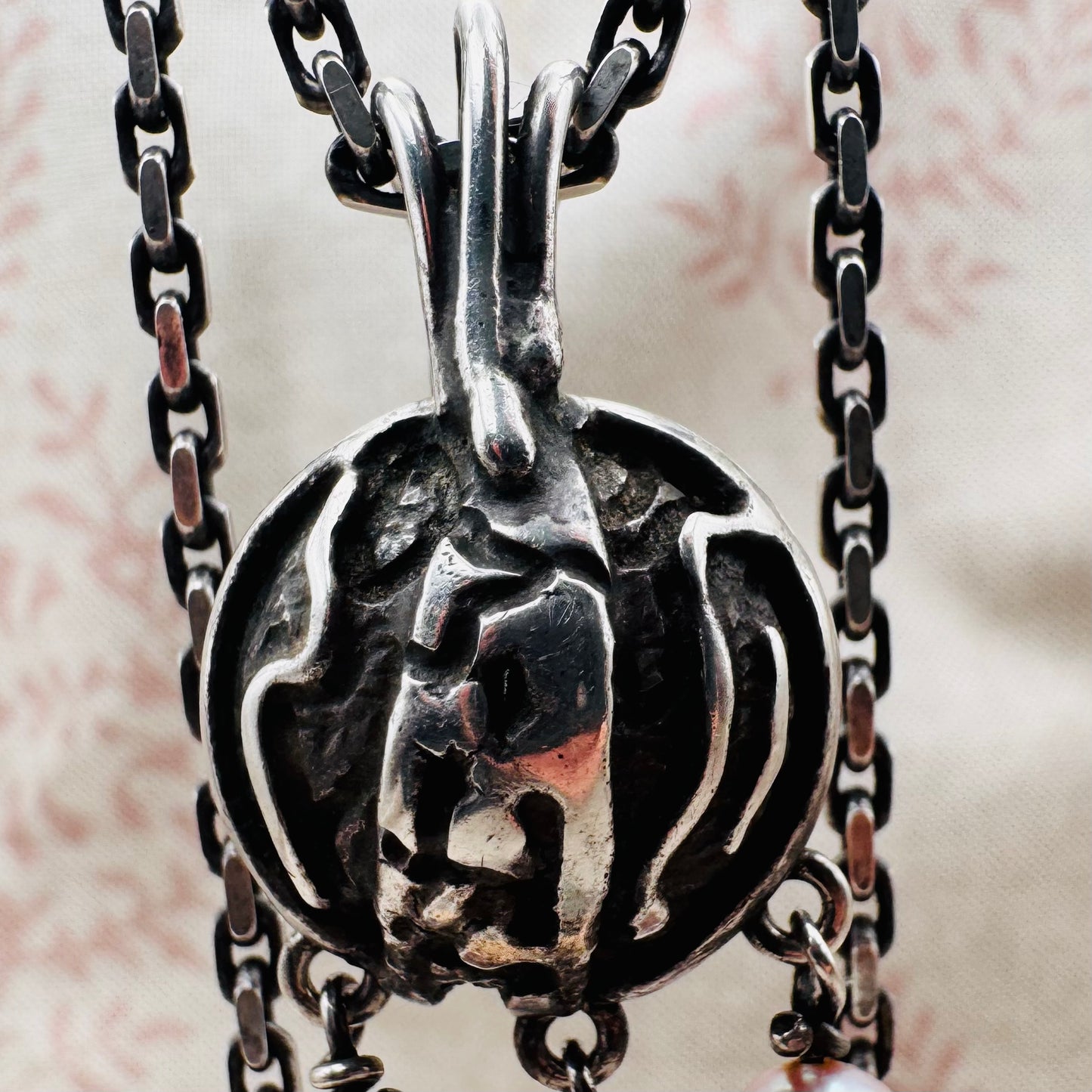 Artisan silver necklace with pearls