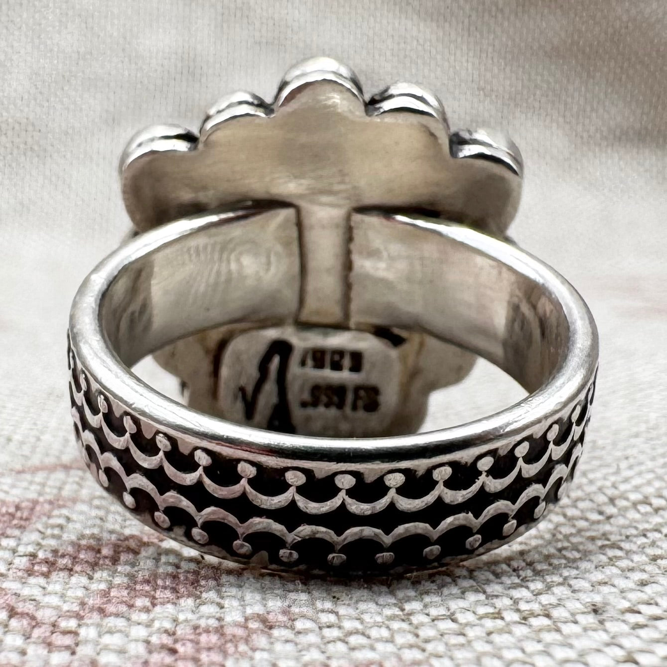 Vintage silver turquoise ring – bold Navajo-style, size N.5/7