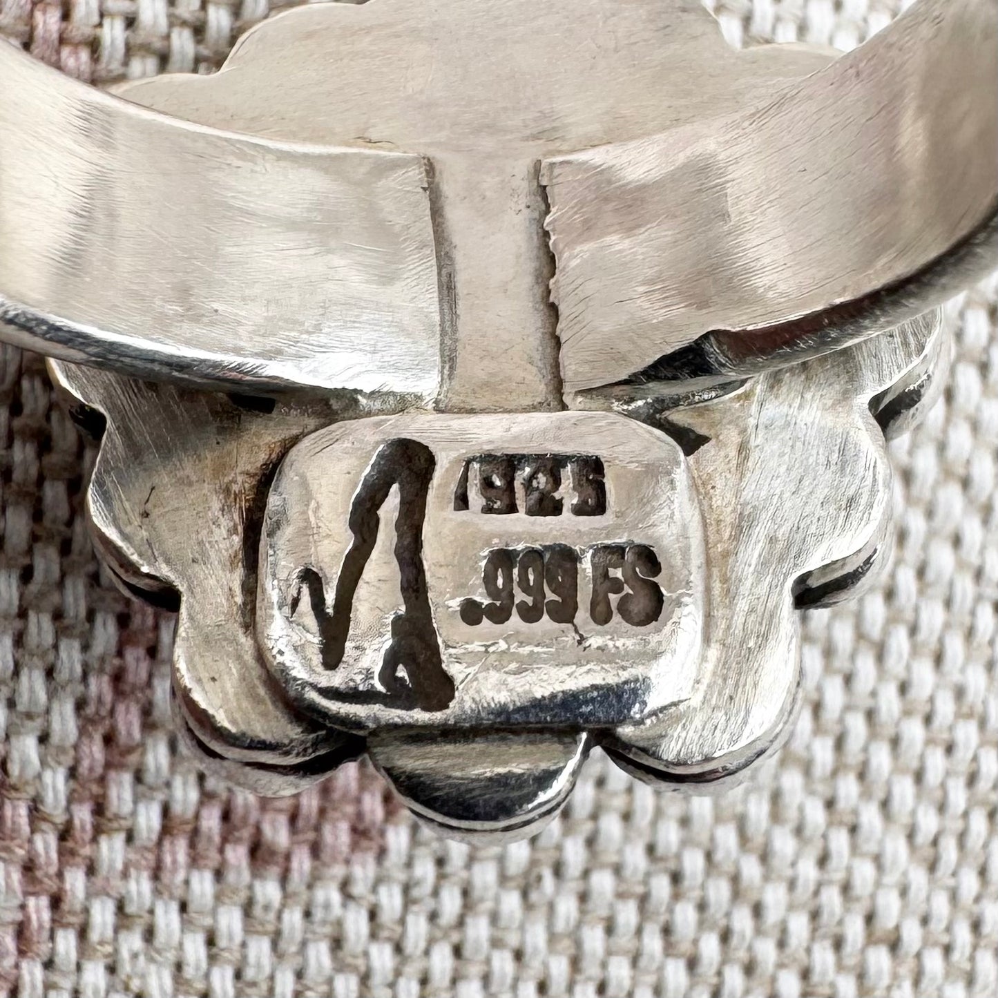 Vintage silver turquoise ring – bold Navajo-style, size N.5/7