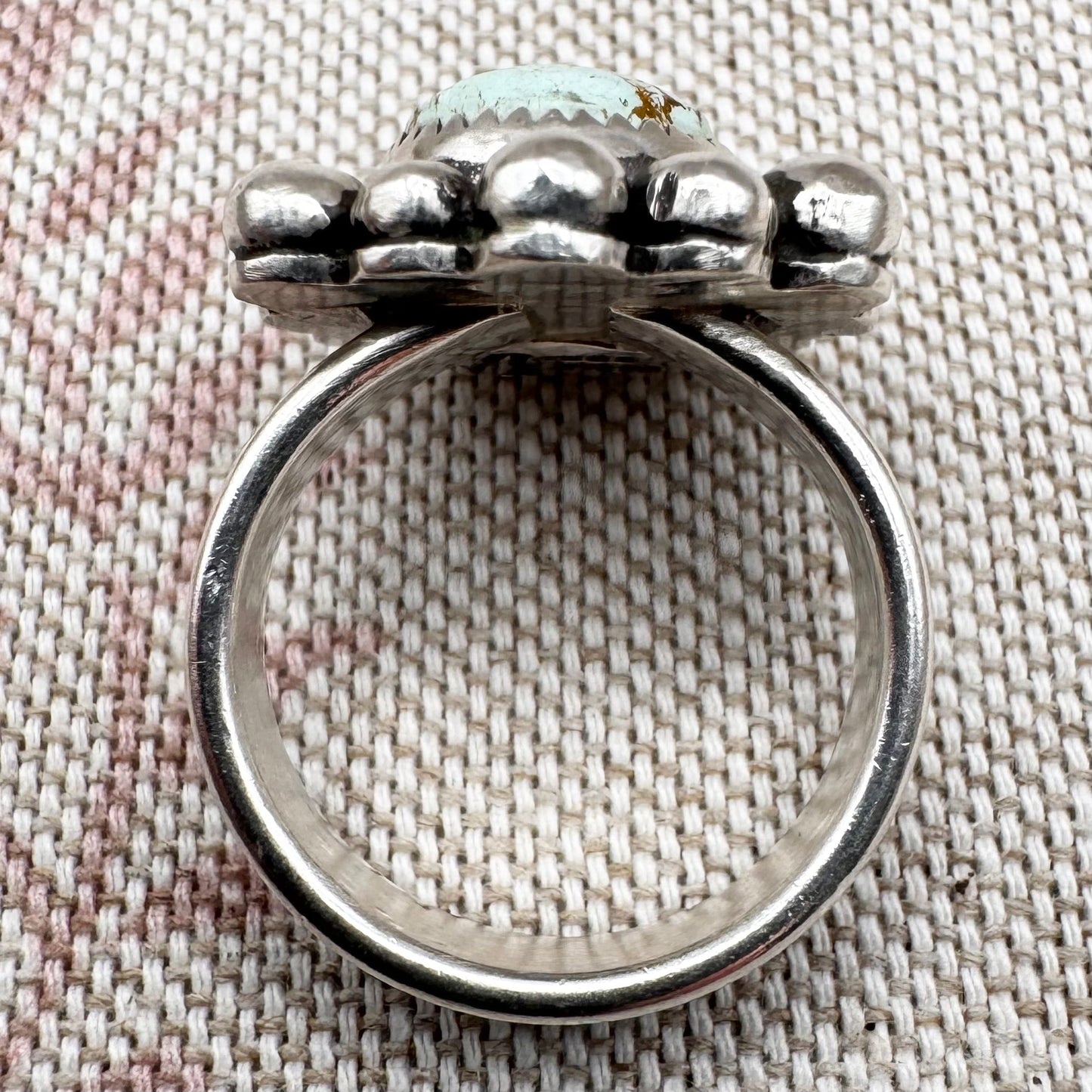 Vintage silver turquoise ring – bold Navajo-style, size N.5/7