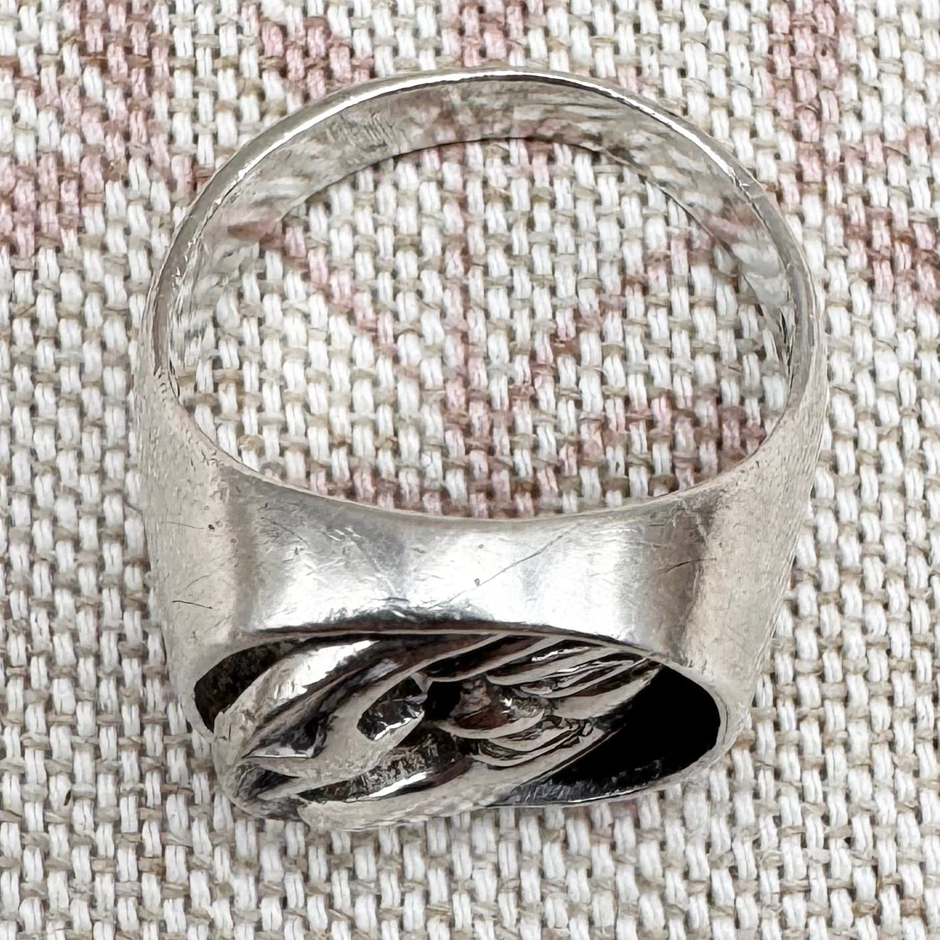 Silver spinning moon and star ring, Size P.5/8