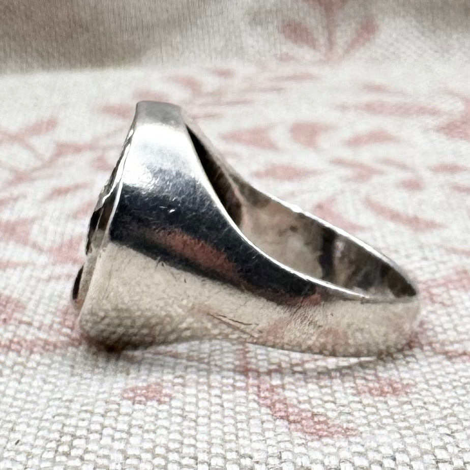 Silver spinning moon and star ring, Size P.5/8