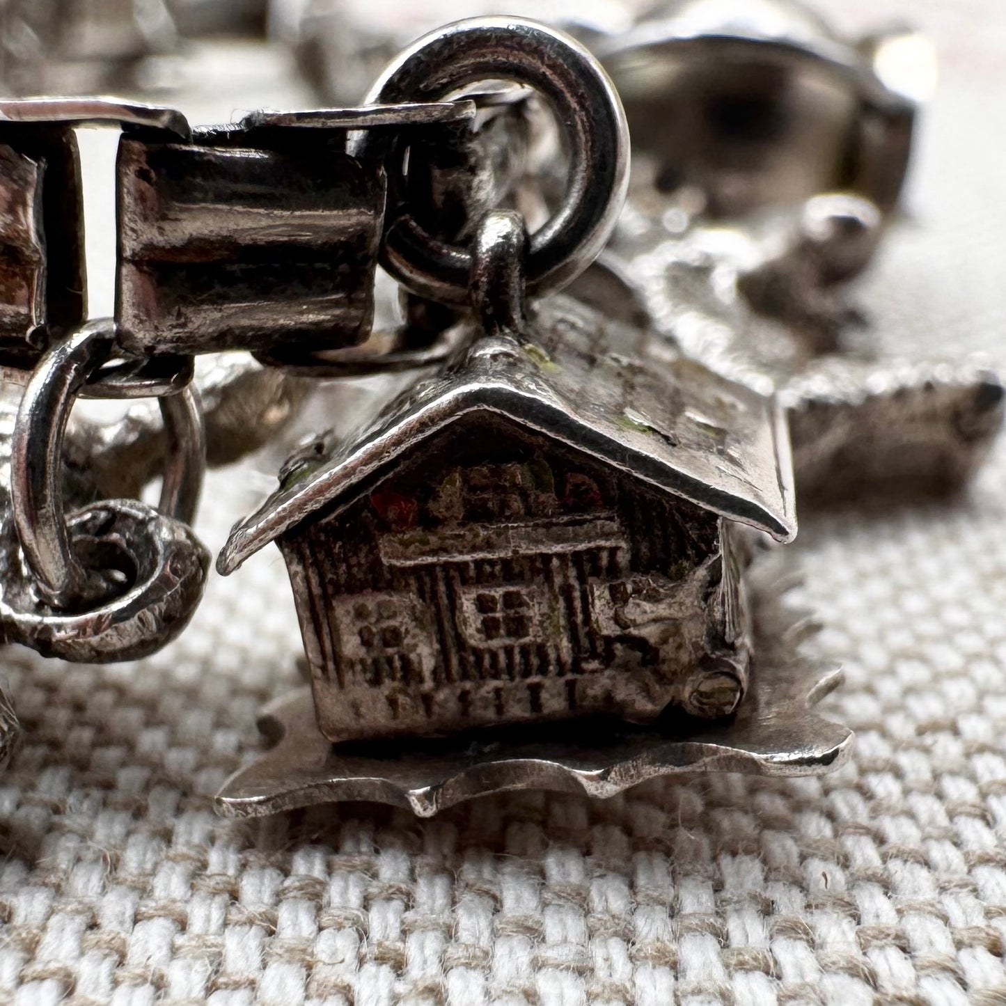 Vintage silver charm bracelet