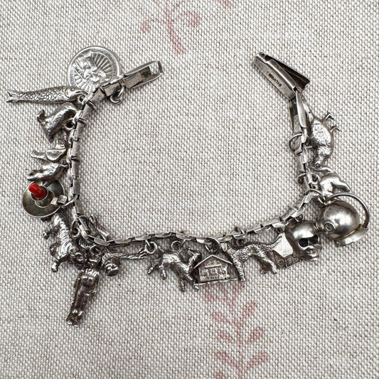 Vintage silver charm bracelet
