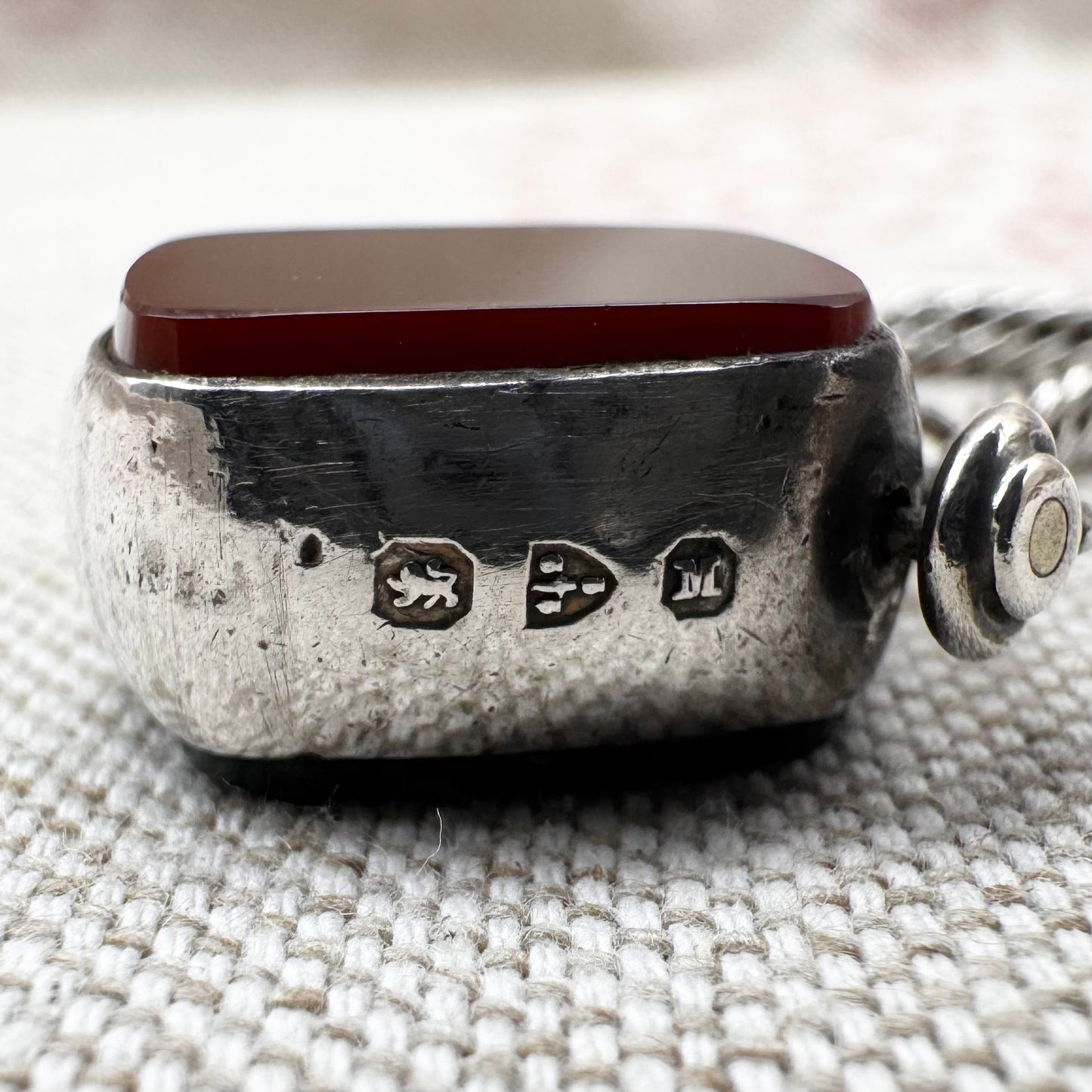 Victorian silver spinning fob pendant, hallmarked Chester 1895
