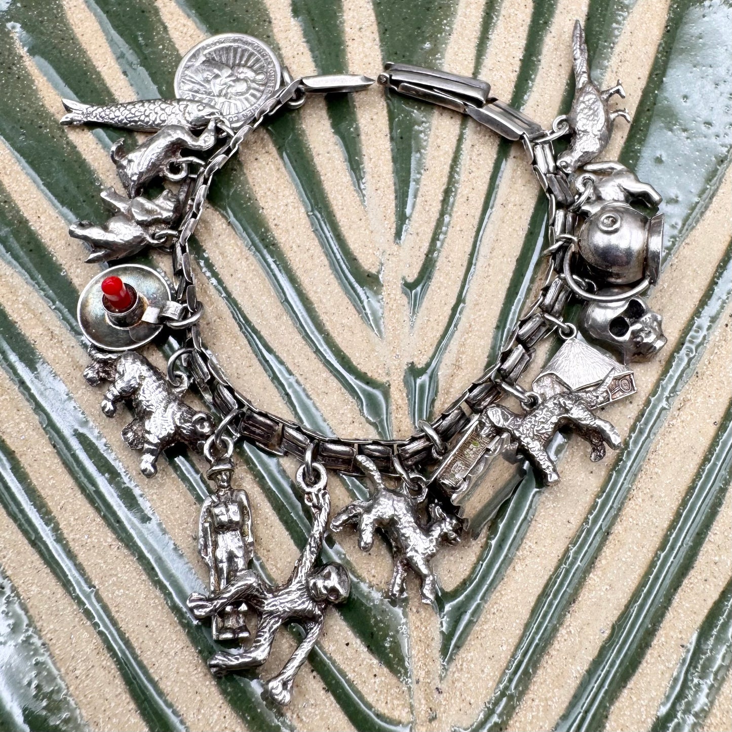 Vintage silver charm bracelet