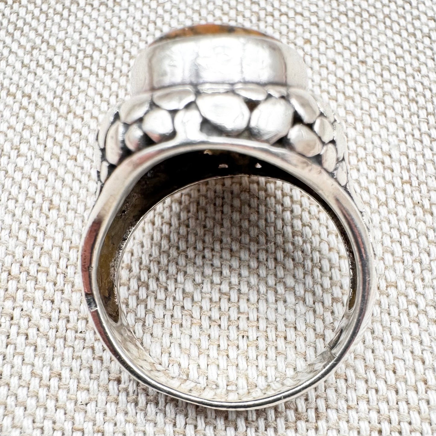Bold silver ring with jasper, size L.5/6