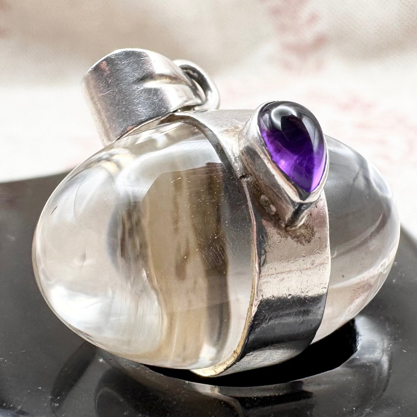 Quartz and amethyst pendant