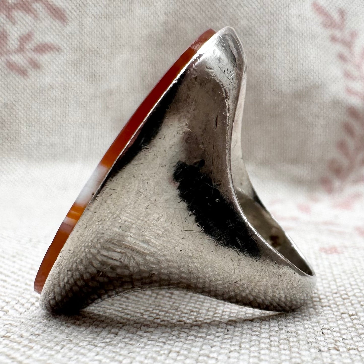 Vintage silver banded agate ring, size L (US 5.5)