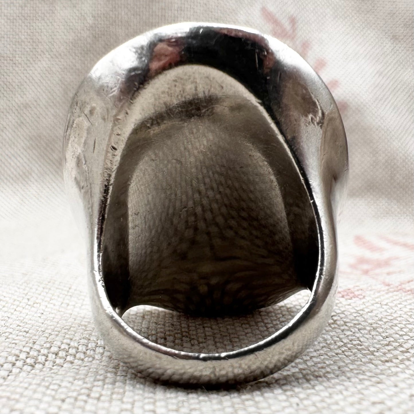 Vintage silver banded agate ring, size L (US 5.5)