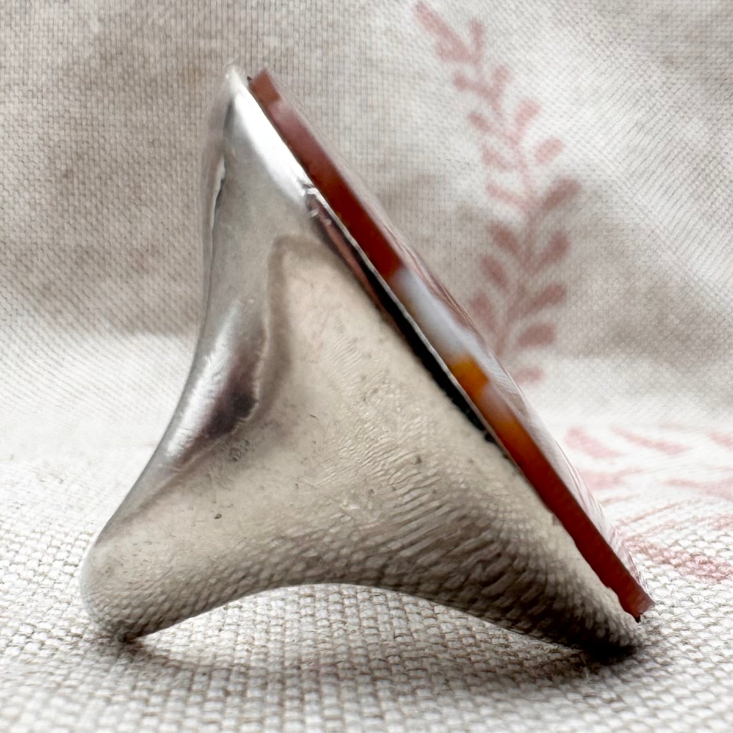 Vintage silver banded agate ring, size L (US 5.5)
