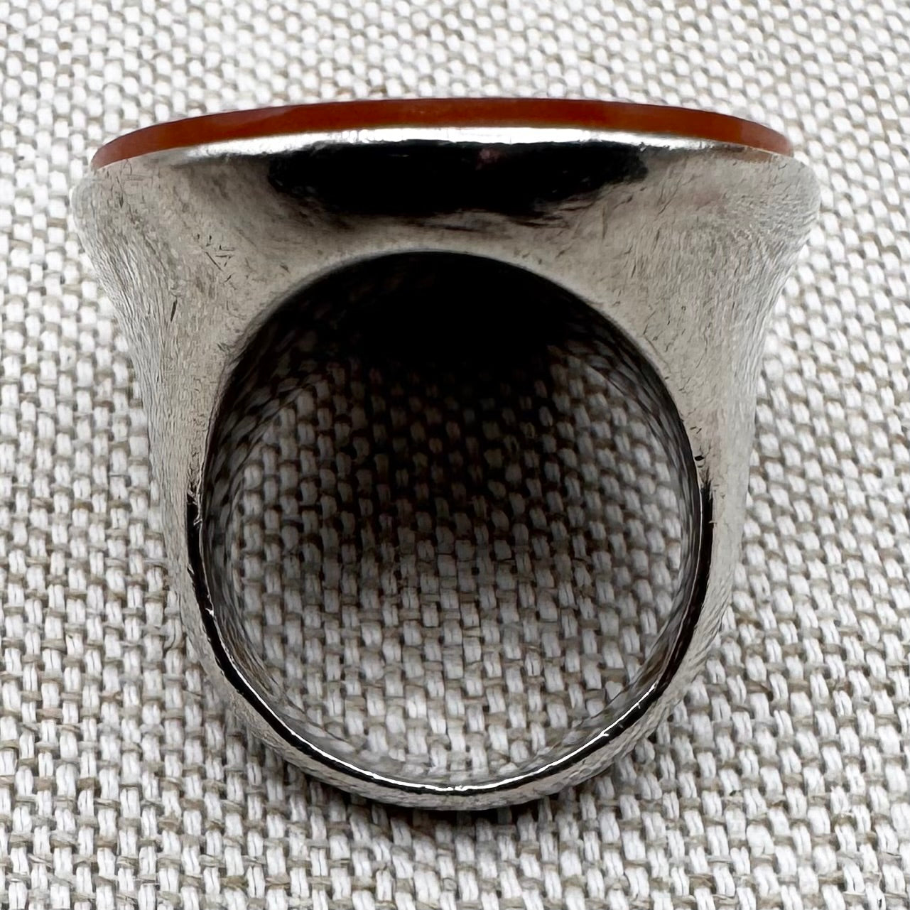 Vintage silver banded agate ring, size L (US 5.5)